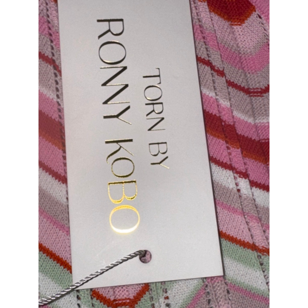 NWT Torn By RONNY KOBO x REVOLVE Chevron Knit Pink Multi Colored Maxi Sun dress - Picture 6 of 9